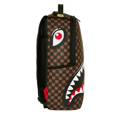 SHARKS IN PARIS WTF BUBBLE BROWN CHECK BACKPACK