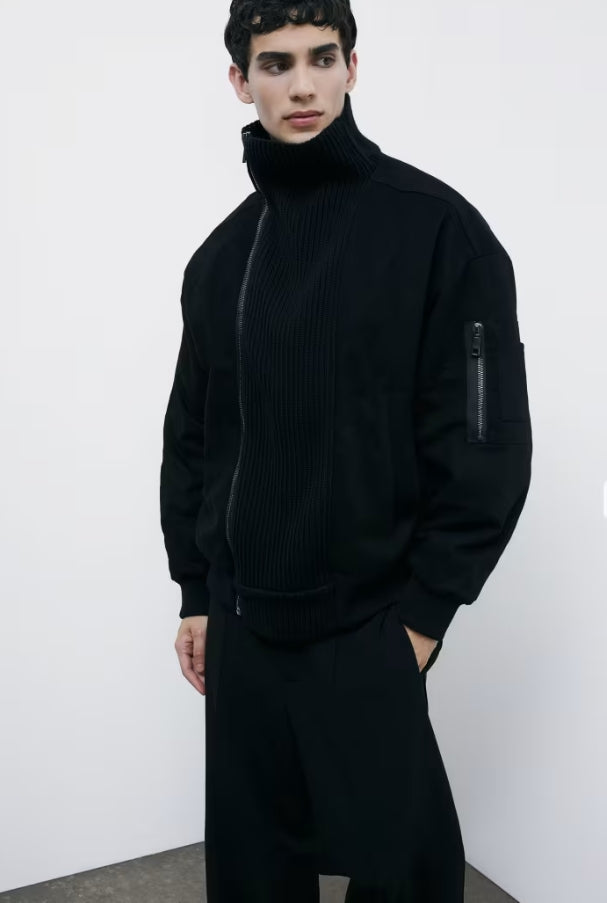 Bomber a doppia chiusura con pannello in lana