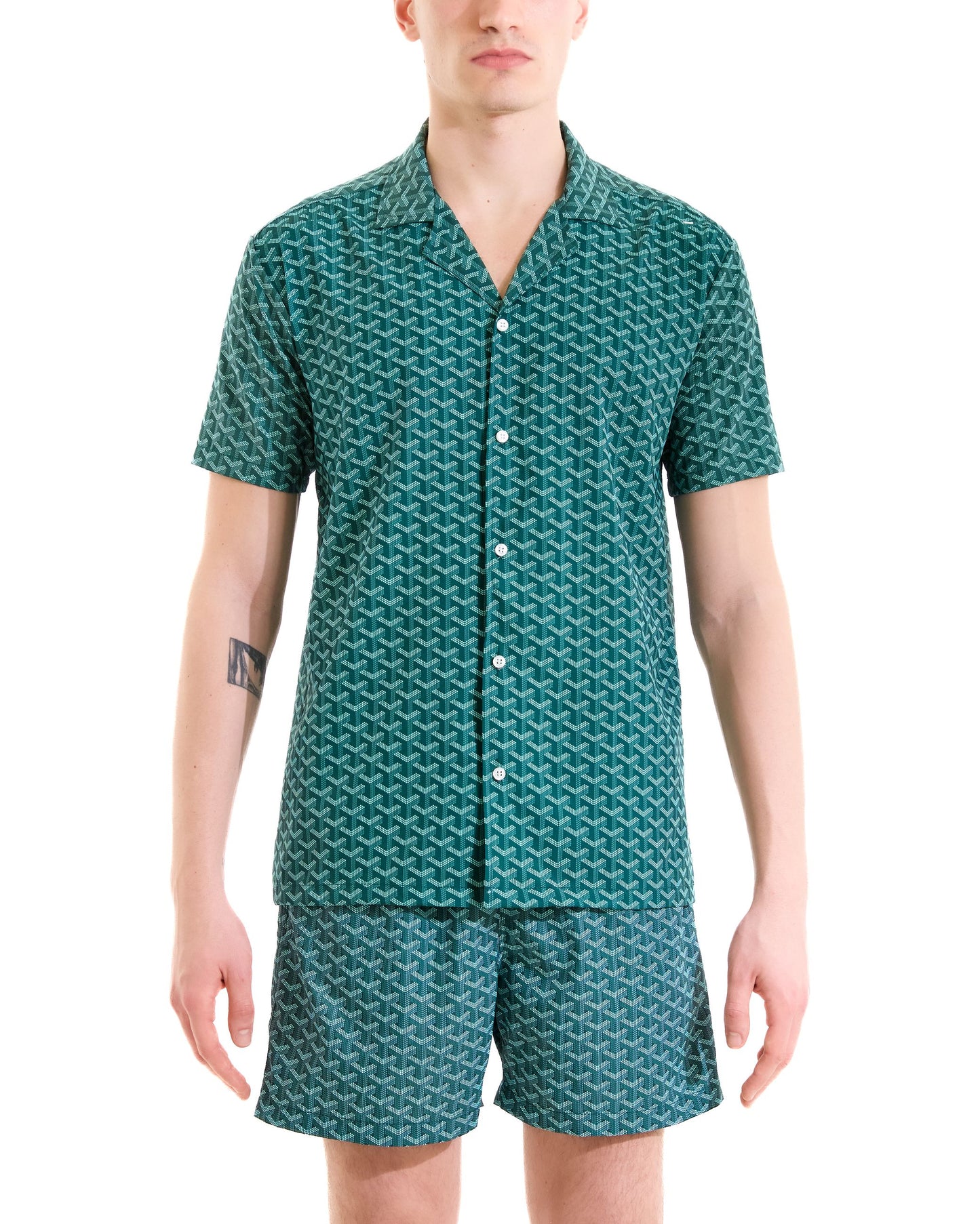 Camicia collo bowling stampata