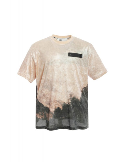 T-Shirt in ciniglia fantasia montagna