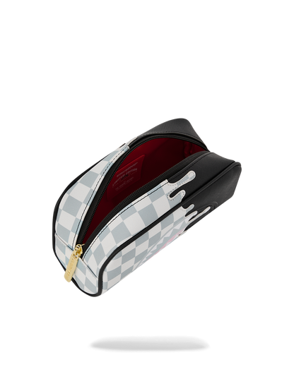 CREAM CHECK UNFINISHED SHARK PENCIL POUCH