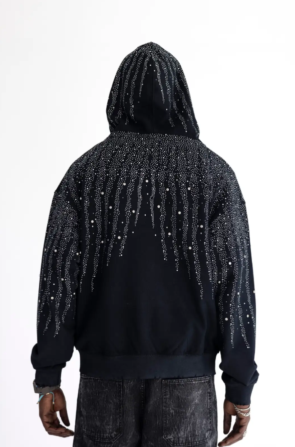Felpa zip con diamanti puri