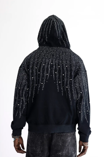 Felpa zip con diamanti puri