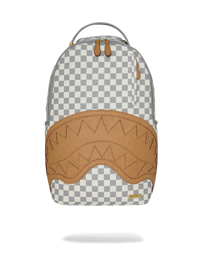 EMBOSSED CREAM CHECK BACKPACK