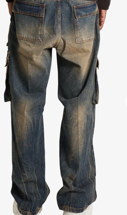 JEANS CARGO LAVAGGIO TEA