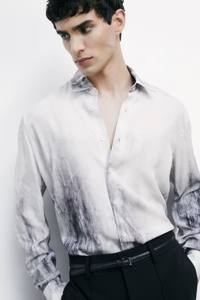 Camicia loose fit effetto marmorizzato