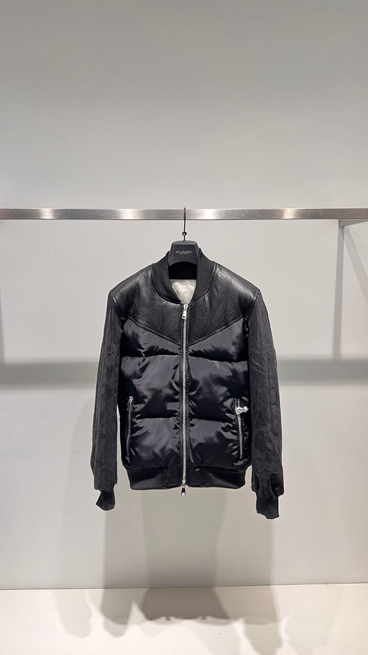 Bomber con carrè in pelle martellata