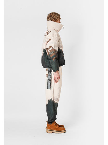 Piumino cropped fantasia montagne