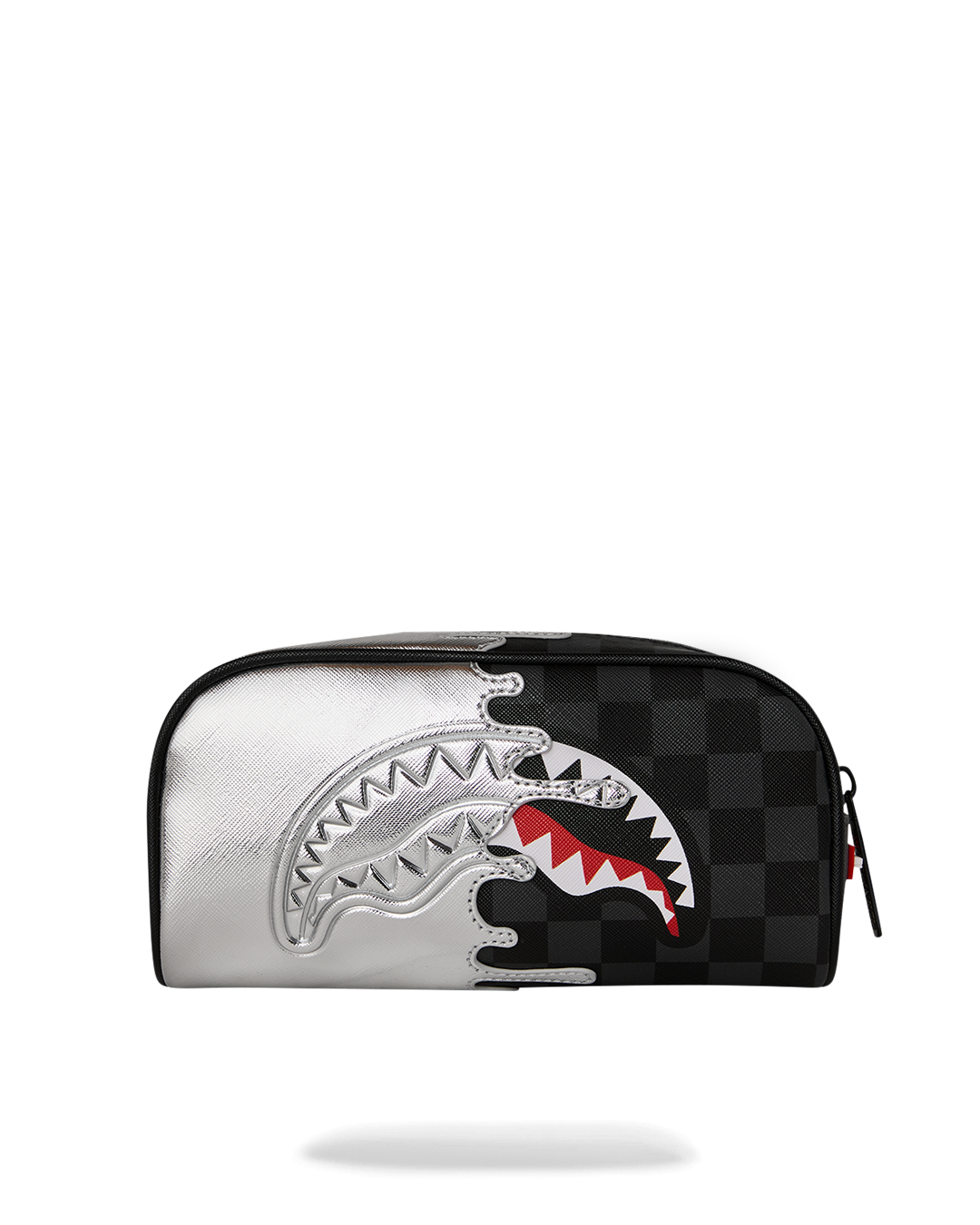SILVER SIDE DRIP BLACK CHECK PENCIL POUCH