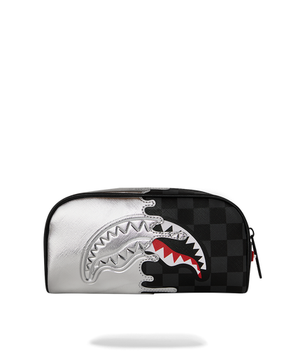 SILVER SIDE DRIP BLACK CHECK PENCIL POUCH