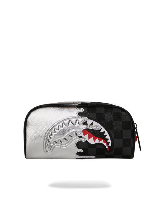 SILVER SIDE DRIP BLACK CHECK PENCIL POUCH