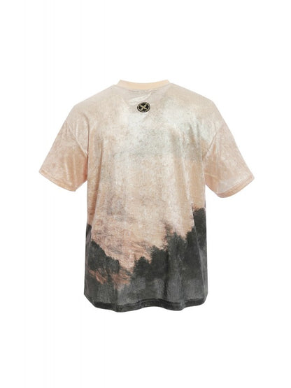 T-Shirt in ciniglia fantasia montagna