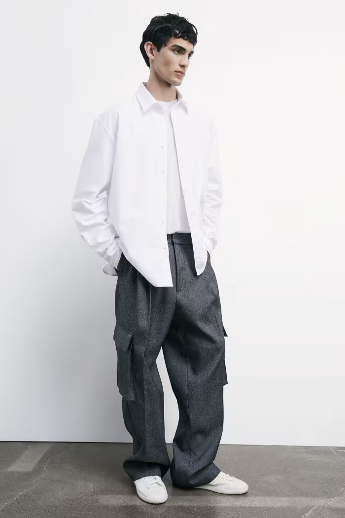 Pantalone cargo con pinces