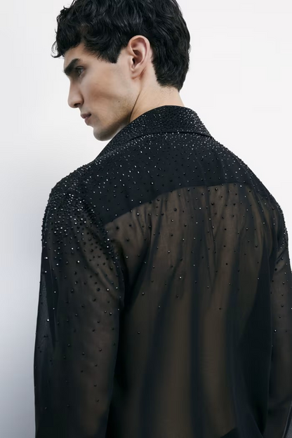 Camicia in organza con strass