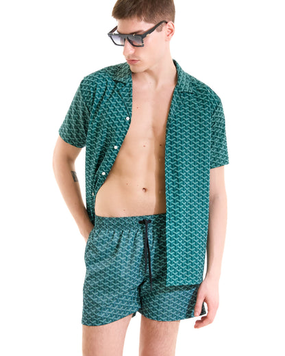 Camicia collo bowling stampata