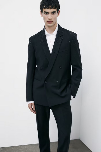 Giacca doppiopetto con strass