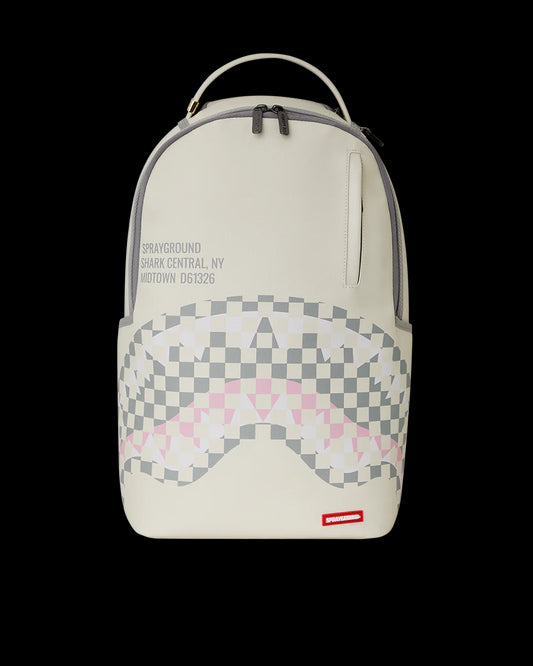 Cream Check Shark Central backpack sprayground