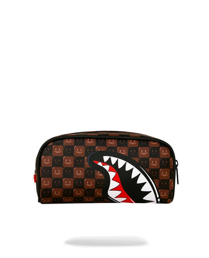 SHARKS IN PARIS WTF BUBBLE BROWN CHECK POUCH