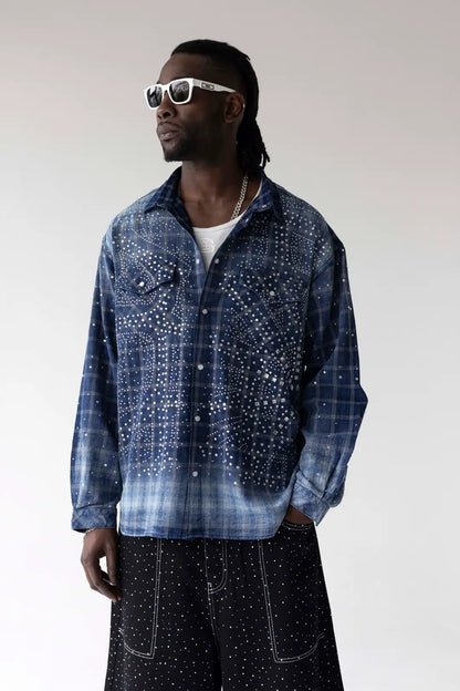 CAMICIA STRASS BLU