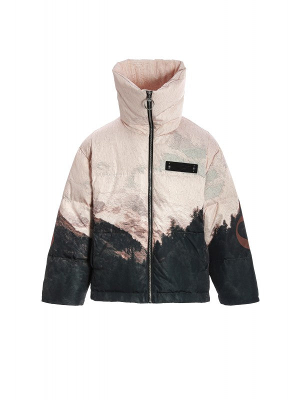 Piumino cropped fantasia montagne