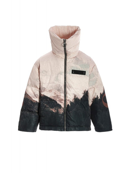 Piumino cropped fantasia montagne