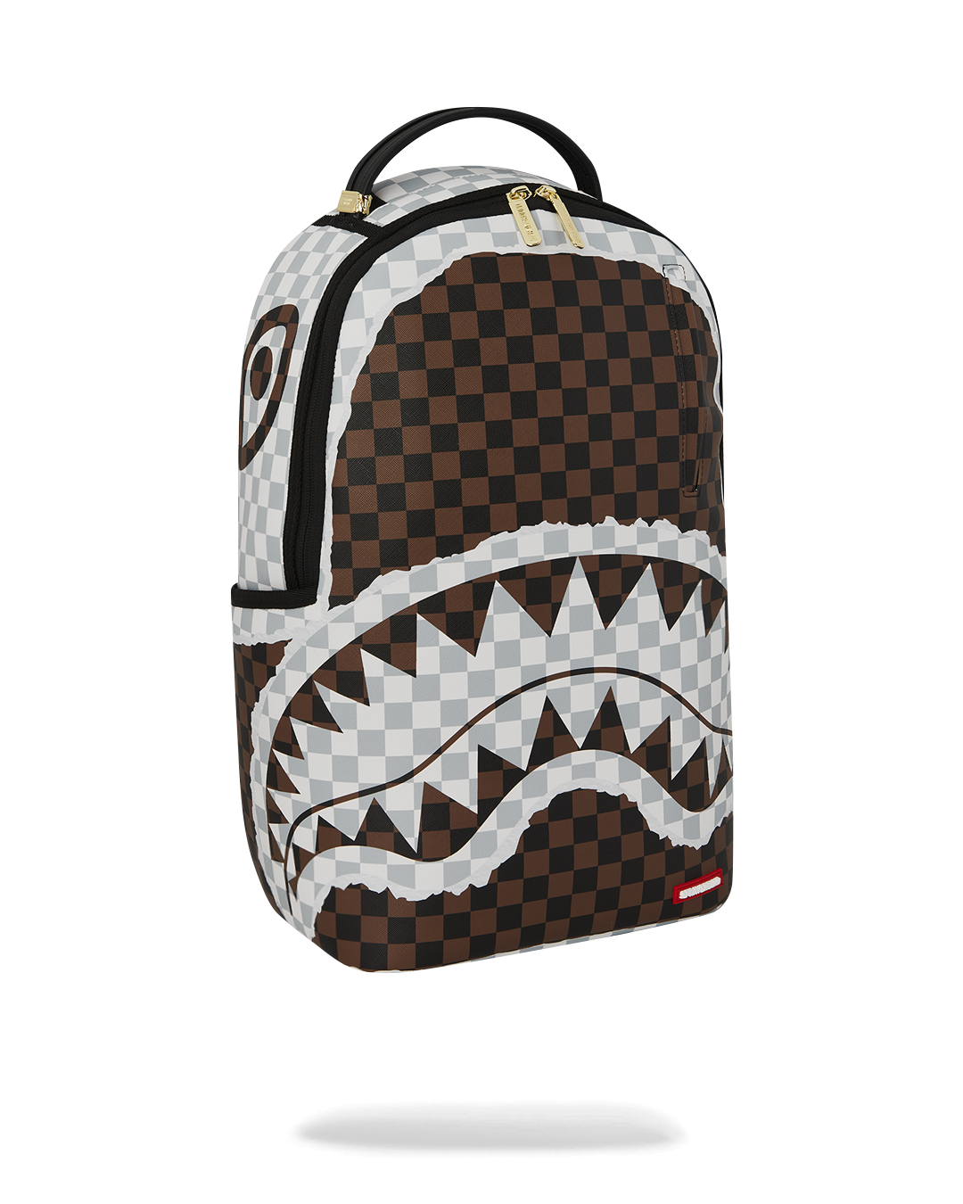 CREAM  BROWN TEAR CHECK BACKPACK