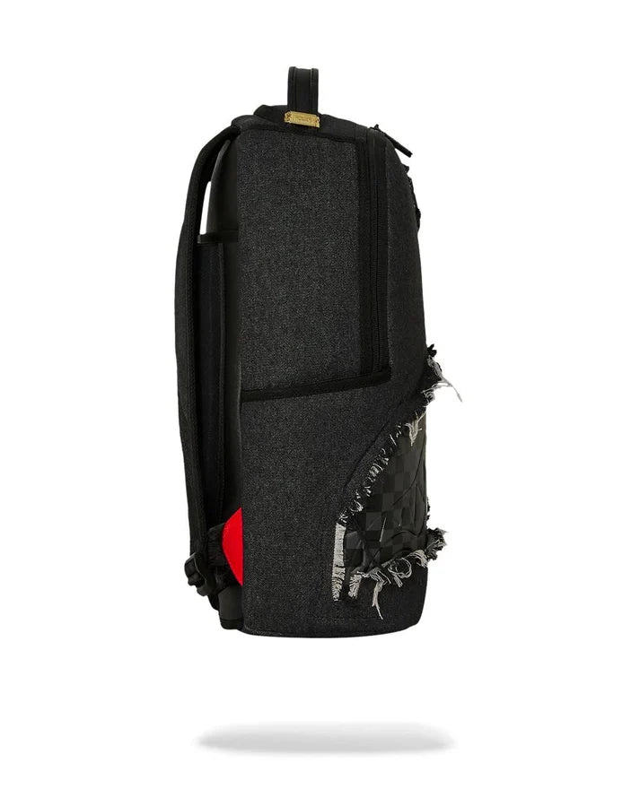 BLACK DENIM TEAR SHARK BACKPACK