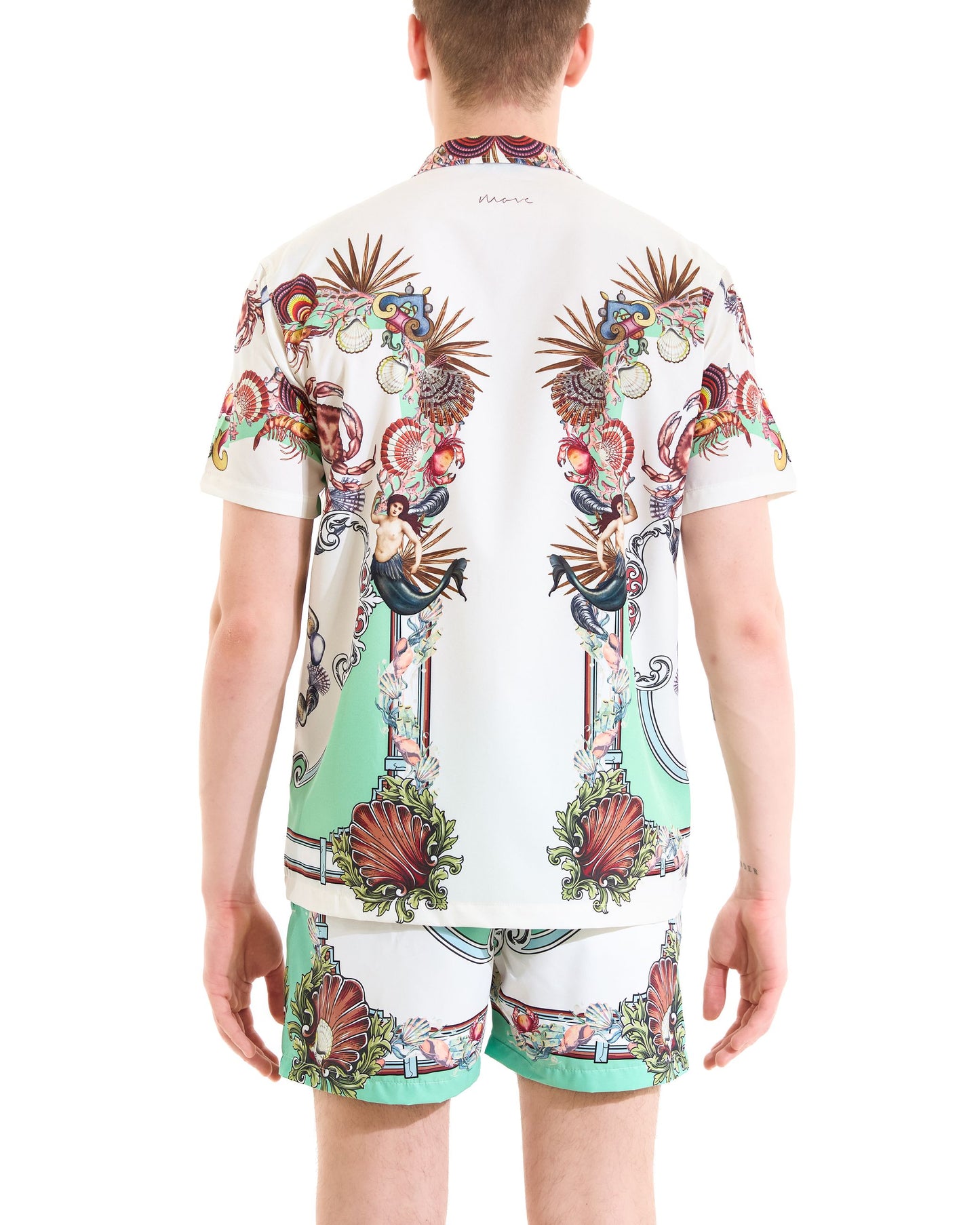 camicia collo bowling con stampa