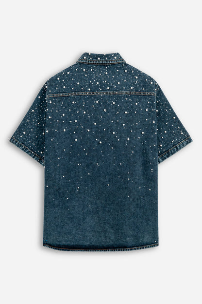 CAMICIA CON STRASS E PERLE