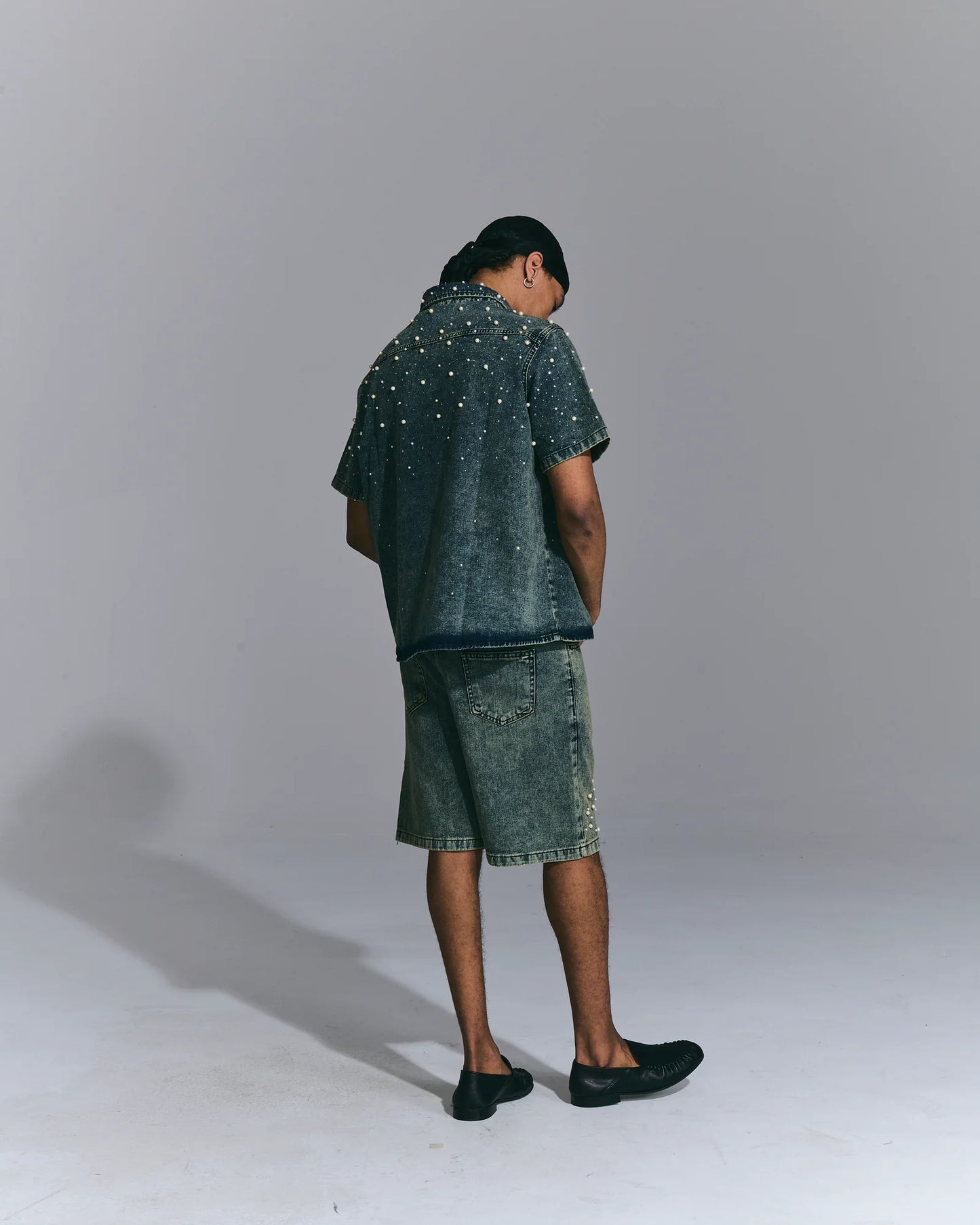 DENIM BERMUDA COPN STRASS E PERLE