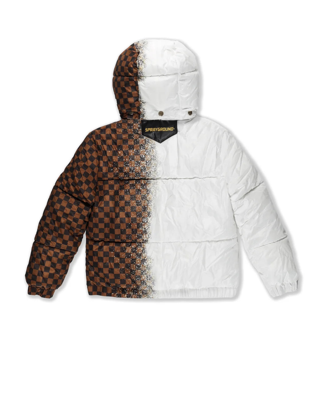 GREY CHECK DOWN JACKET WHT