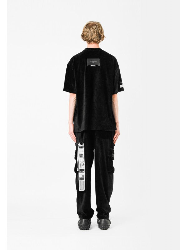 Pantalone cargo in velluto con stringenti