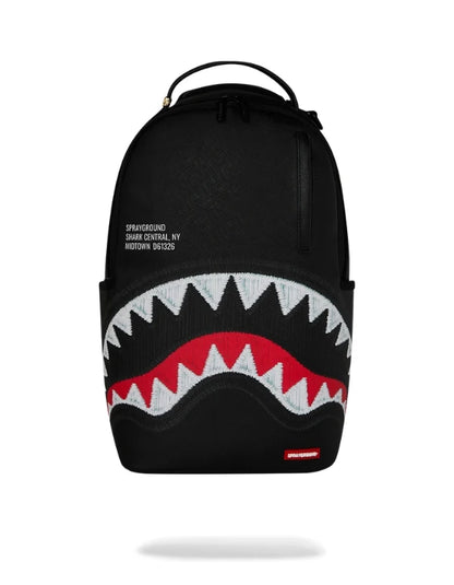 SHARK CENTRAL BLACK EMBROIDERED SHARK BACKPACK