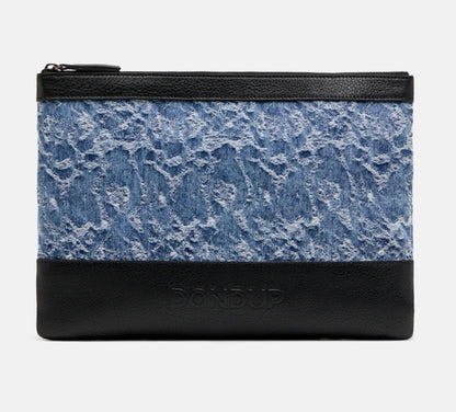 Pochette in denim intarsiato