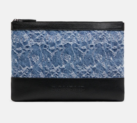 Pochette in denim intarsiato