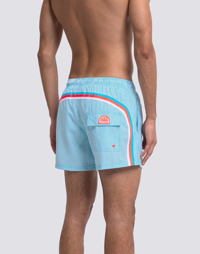 Costume Boxer a righe celeste