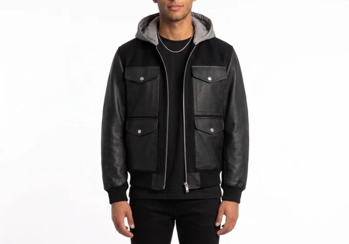 BOMBER MULTI TASCHE IN PELLE