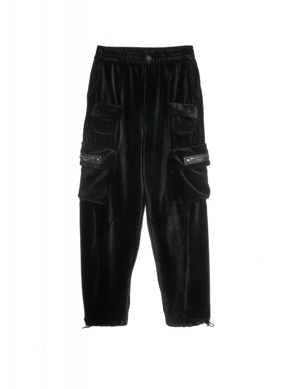 Pantalone cargo in velluto con stringenti