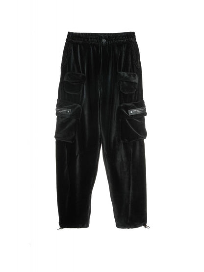 Pantalone cargo in velluto con stringenti