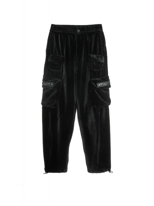 Pantalone cargo in velluto con stringenti