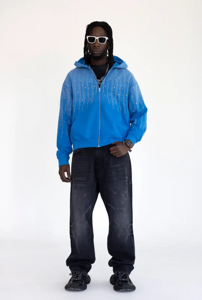 Felpa zip con diamanti puri