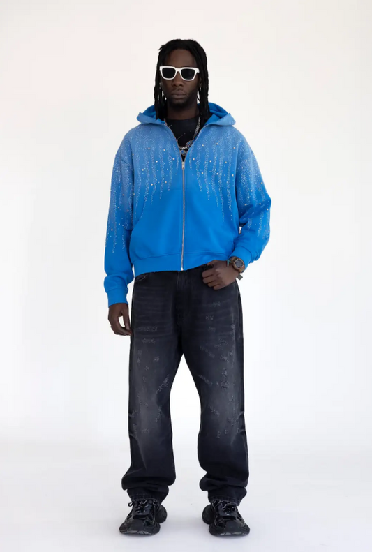 Felpa zip con diamanti puri