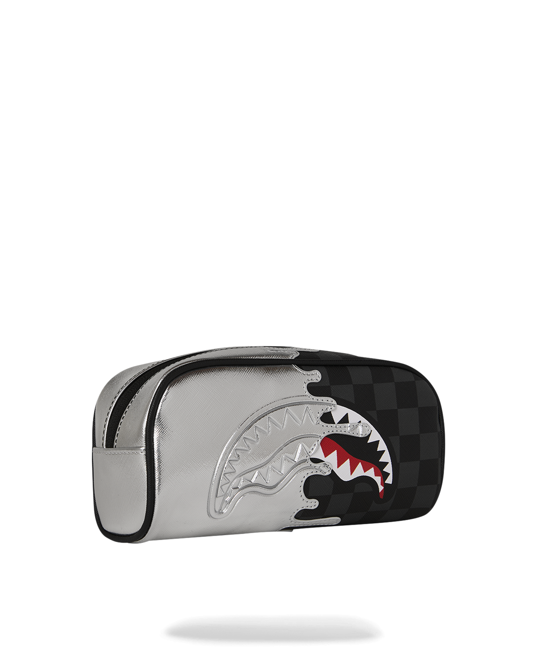 SILVER SIDE DRIP BLACK CHECK PENCIL POUCH
