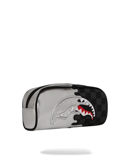 SILVER SIDE DRIP BLACK CHECK PENCIL POUCH