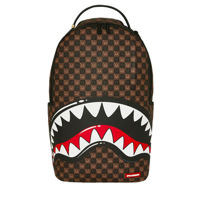 SHARKS IN PARIS WTF BUBBLE BROWN CHECK BACKPACK