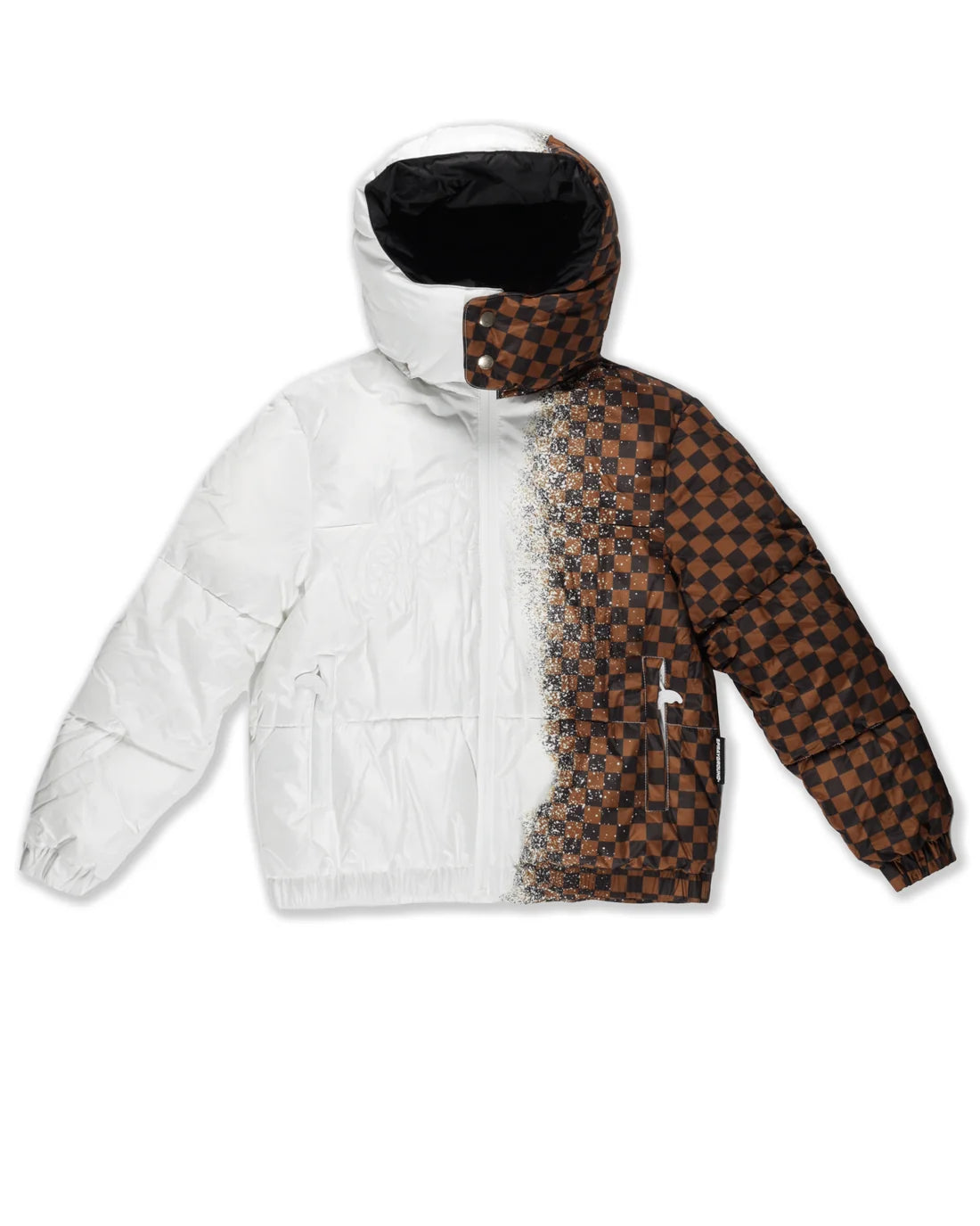 GREY CHECK DOWN JACKET WHT