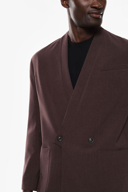 Giacca doppiopetto senza collo