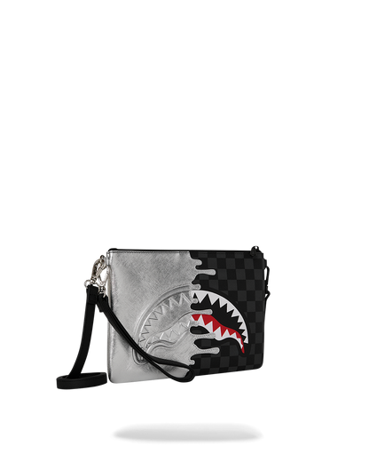 SILVER SIDE DRIP BLACK CHECK CROSSBODY POUCHETTE