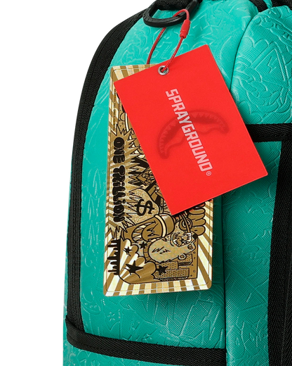 TURQUOISE DOODLE EMBOSS BACKPACK