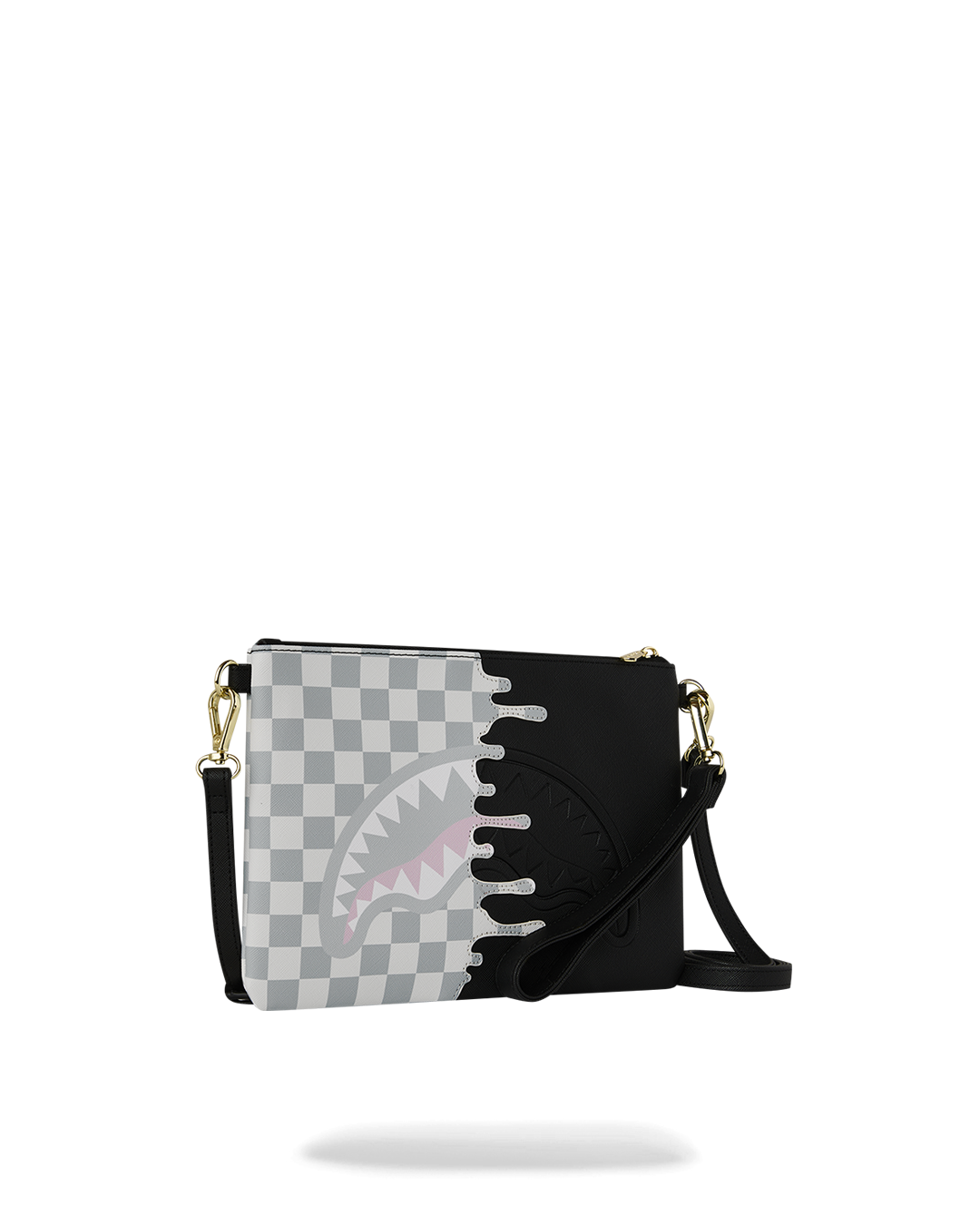 CREAM CHECK UNFINISHED SHARK CROSSBODY POUCHETTE